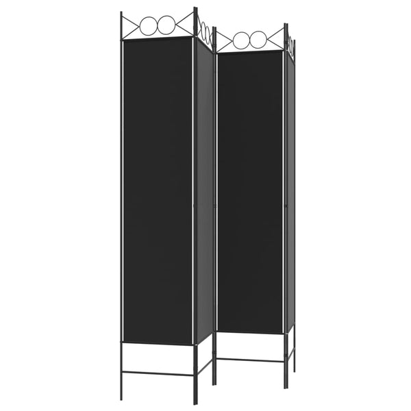 4 Panel Room Divider Black 160X200 Cm Fabric Screens & Room Dividers