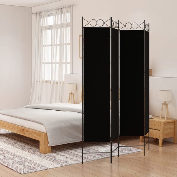 4 Panel Room Divider Black 160X200 Cm Fabric Screens & Room Dividers