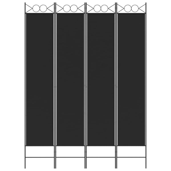 4-Panel Room Divider Black 160X220 Cm Fabric