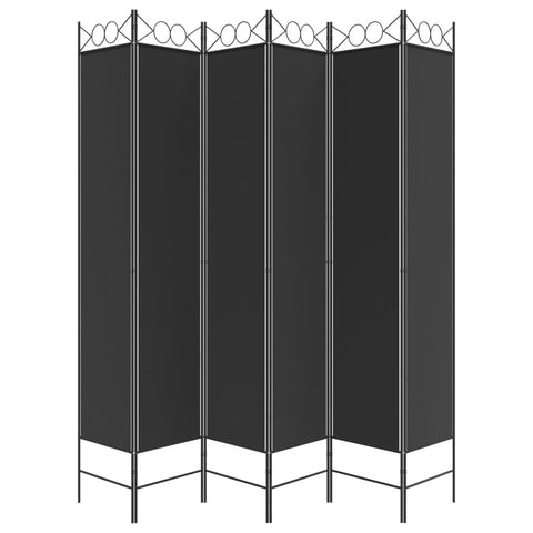 6 Panel Room Divider Black 240X220 Cm Fabric Screens & Room Dividers