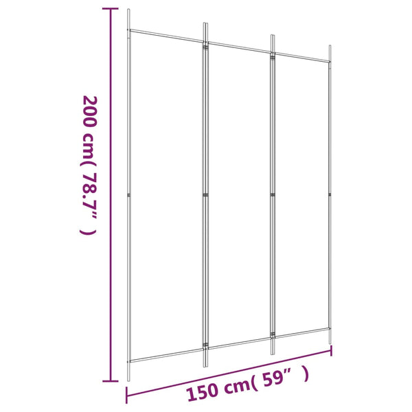 Vidaxl 3 Panel Room Divider Black 150X200 Cm Fabric Screens & Room Dividers