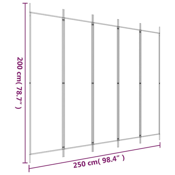 Vidaxl 5 Panel Room Divider Anthracite 250X200 Cm Fabric Screens & Room Dividers