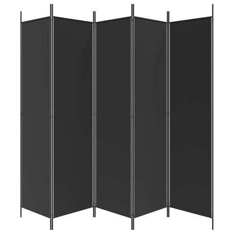 5 Panel Room Divider Black 250X200 Cm Fabric Screens & Room Dividers