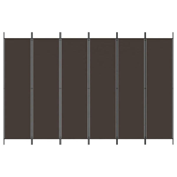 6-Panel Room Divider Brown 300X200 Cm Fabric