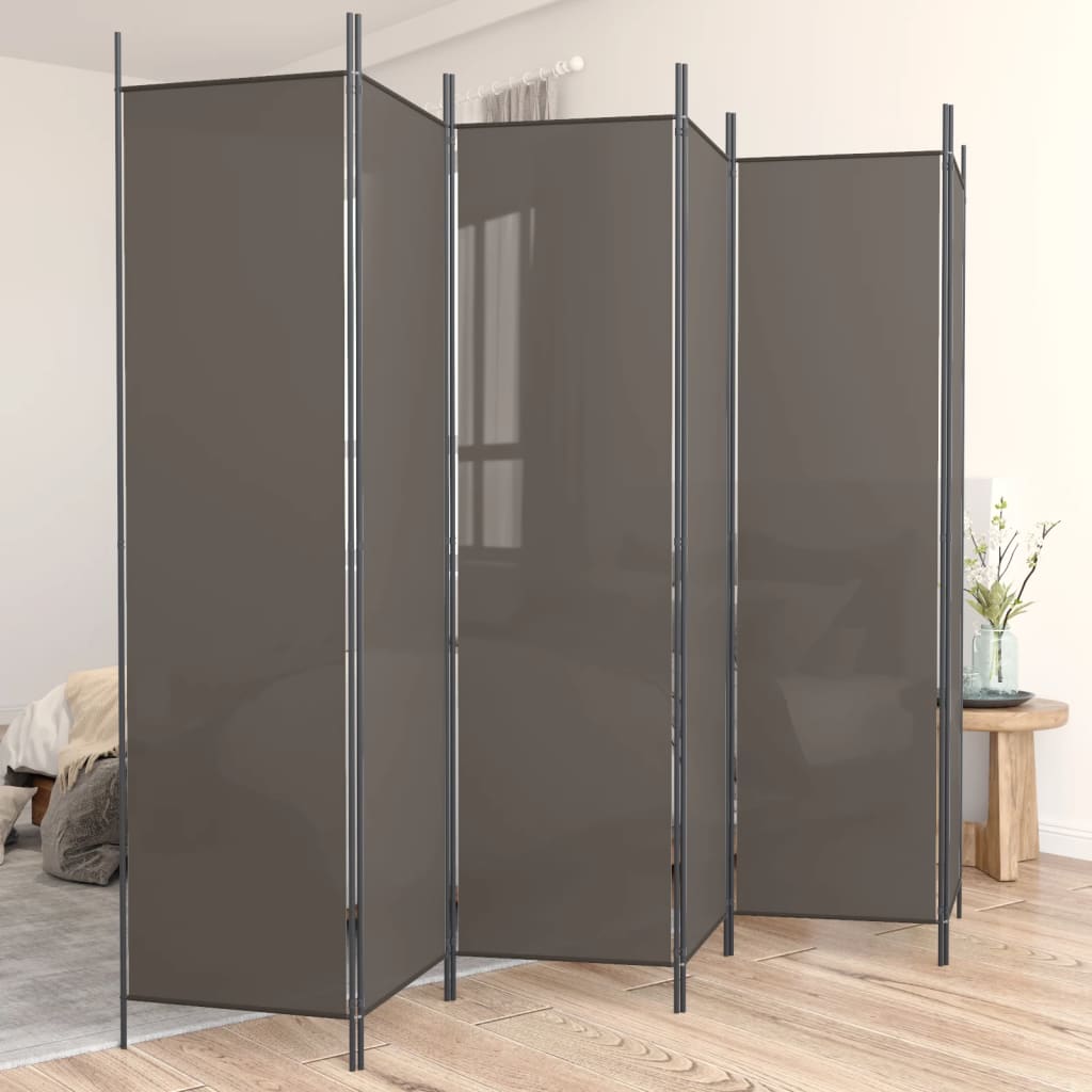Vidaxl 6 Panel Room Divider Anthracite 300X200 Cm Fabric Screens & Room Dividers