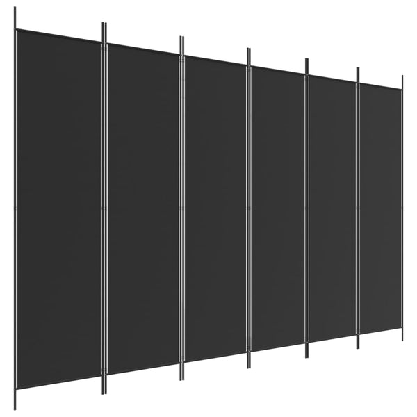 Vidaxl 6 Panel Room Divider Black 300X200 Cm Fabric Screens & Room Dividers