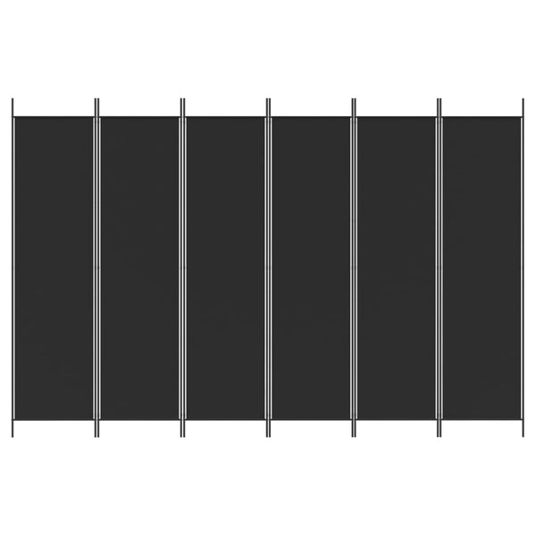 6-Panel Room Divider Black 300X200 Cm Fabric
