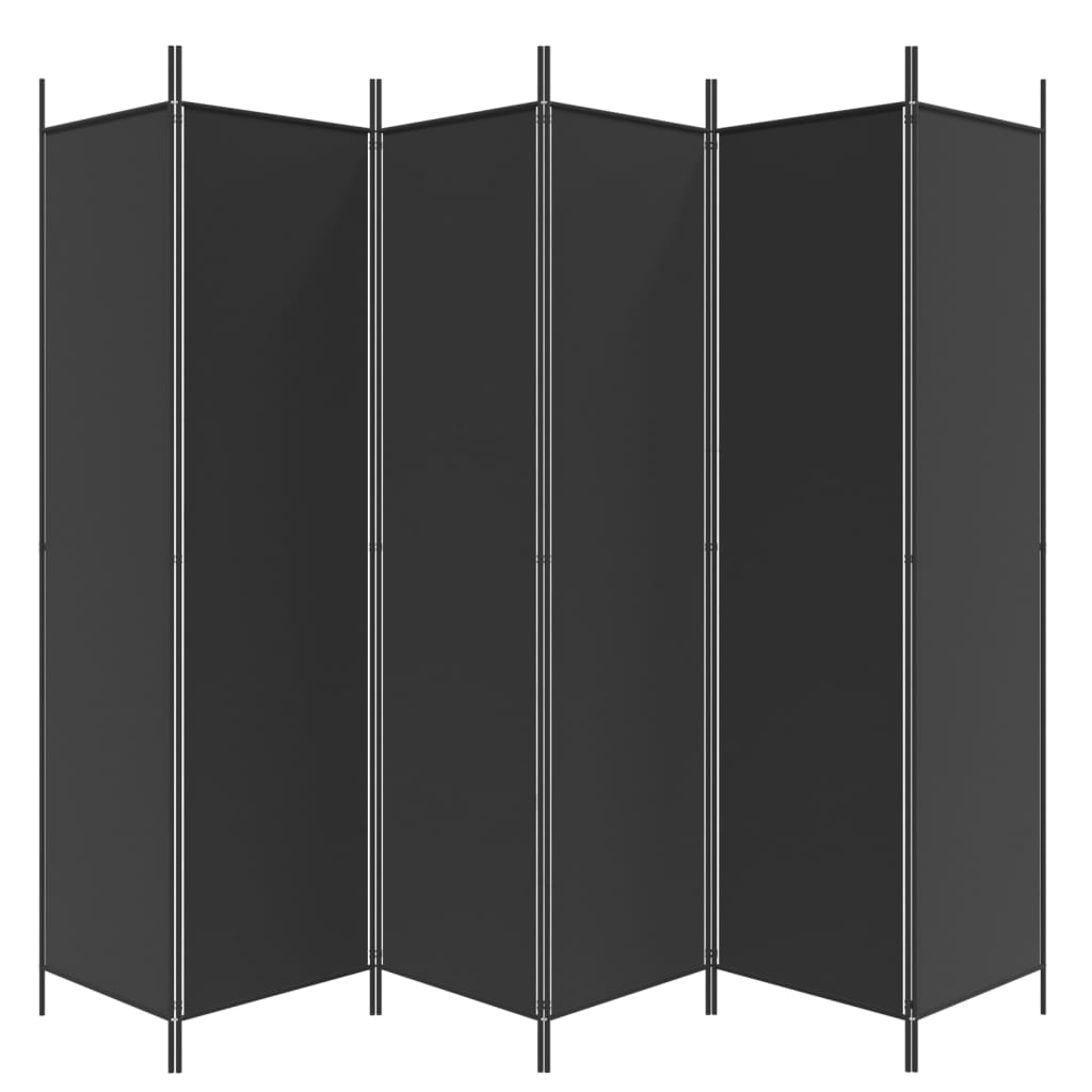 6-Panel Room Divider Black 300X200 Cm Fabric