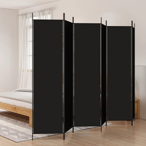Vidaxl 6 Panel Room Divider Black 300X200 Cm Fabric Screens & Room Dividers