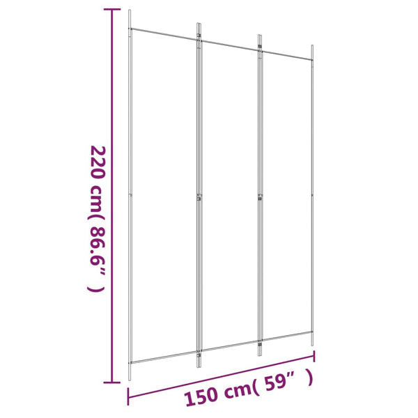 3-Panel Room Divider 150X220 Cm Fabric