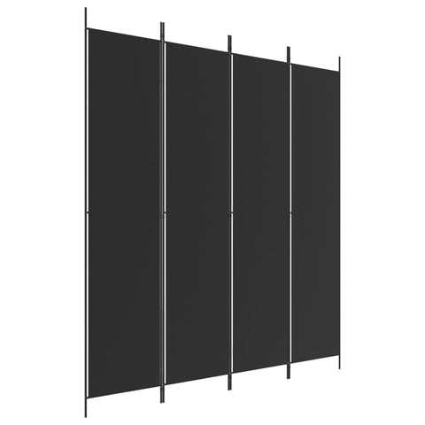 4 Panel Room Divider Black 200X220 Cm Fabric Screens & Room Dividers