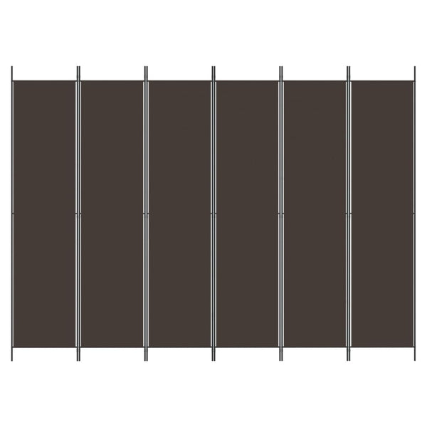 6-Panel Room Divider Brown 300X220 Cm Fabric