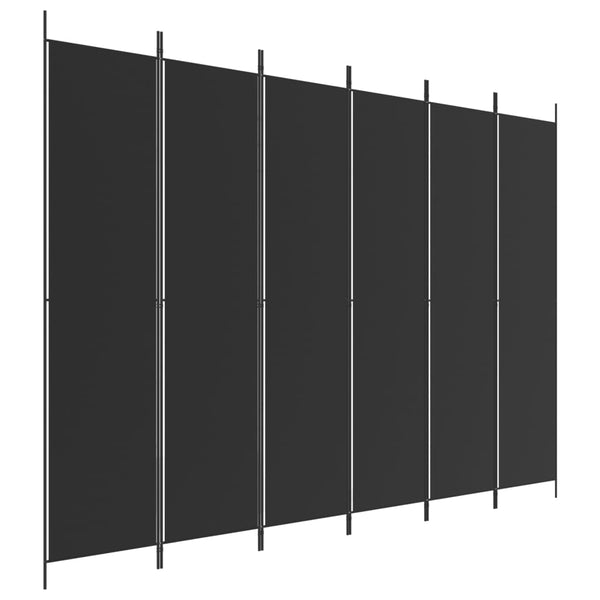 6 Panel Room Divider Black 300X220 Cm Fabric Screens & Room Dividers