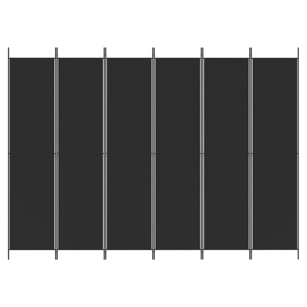 6 Panel Room Divider Black 300X220 Cm Fabric Screens & Room Dividers