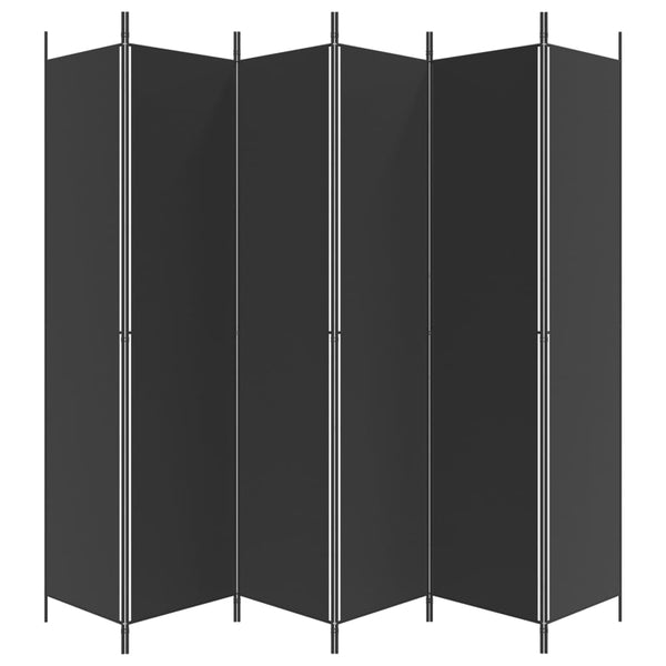 6 Panel Room Divider Black 300X220 Cm Fabric Screens & Room Dividers