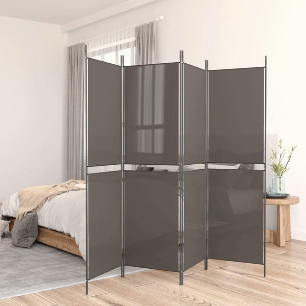4 Panel Room Divider Anthracite 200X200 Cm Fabric Screens & Room Dividers