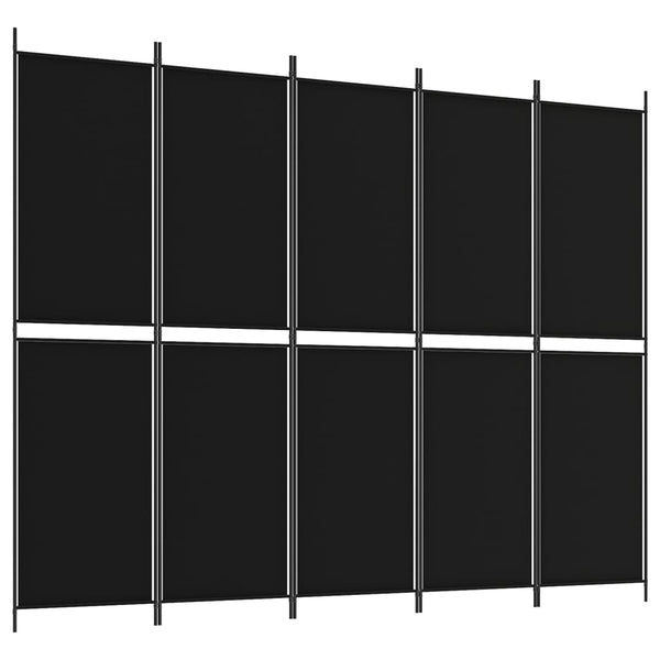 5 Panel Room Divider Black 250X200 Cm Fabric Screens & Room Dividers