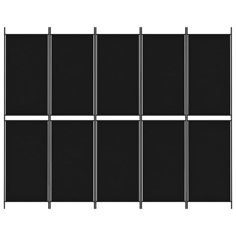 5 Panel Room Divider Black 250X200 Cm Fabric Screens & Room Dividers