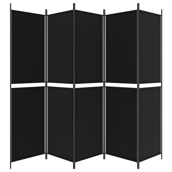 5 Panel Room Divider Black 250X200 Cm Fabric Screens & Room Dividers