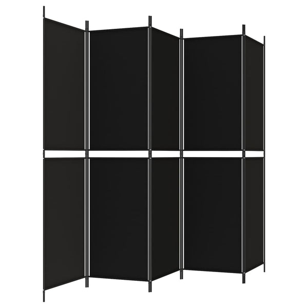 5 Panel Room Divider Black 250X200 Cm Fabric Screens & Room Dividers