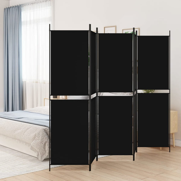 5 Panel Room Divider Black 250X200 Cm Fabric Screens & Room Dividers