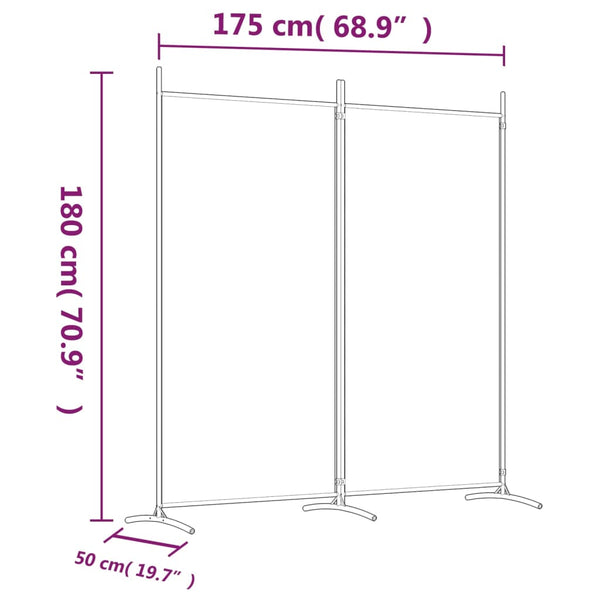 Vidaxl 2 Panel Room Divider White 175X180 Cm Fabric Screens & Room Dividers