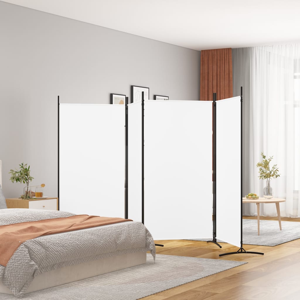 Vidaxl 4 Panel Room Divider White 346X180 Cm Fabric Screens & Room Dividers