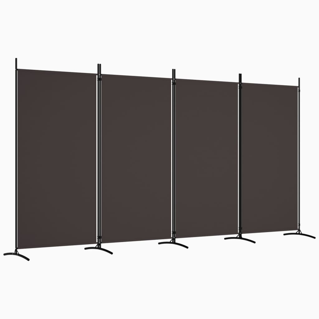 4 Panel Room Divider Brown 346X180 Cm Fabric Screens & Room Dividers