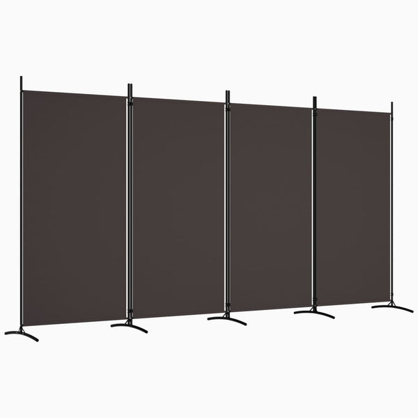 4 Panel Room Divider Brown 346X180 Cm Fabric Screens & Room Dividers