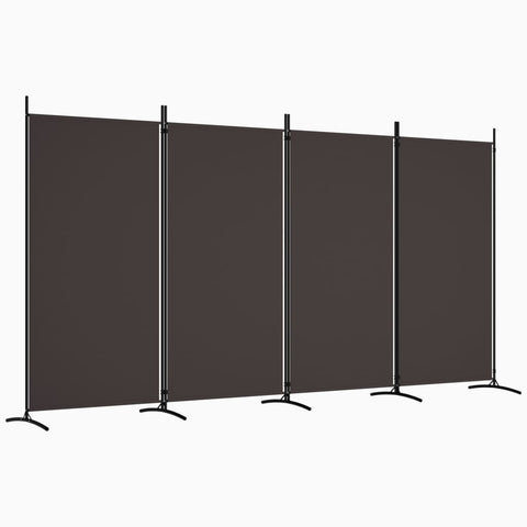 4 Panel Room Divider Brown 346X180 Cm Fabric Screens & Room Dividers