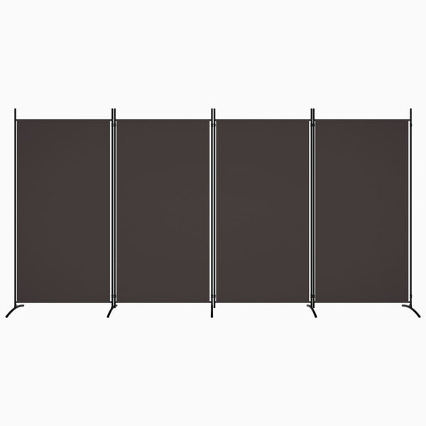 4 Panel Room Divider Brown 346X180 Cm Fabric Screens & Room Dividers