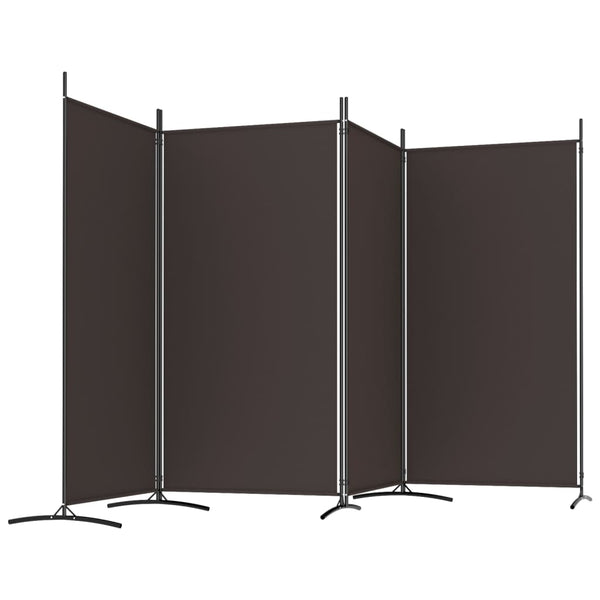 4 Panel Room Divider Brown 346X180 Cm Fabric Screens & Room Dividers