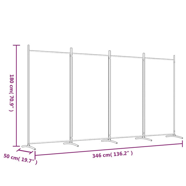 Vidaxl 4 Panel Room Divider Anthracite 346X180 Cm Fabric Screens & Room Dividers