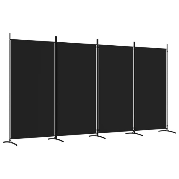 4 Panel Room Divider Black 346X180 Cm Fabric Screens & Room Dividers