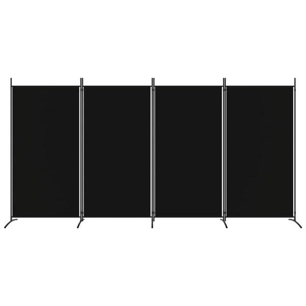 4 Panel Room Divider Black 346X180 Cm Fabric Screens & Room Dividers