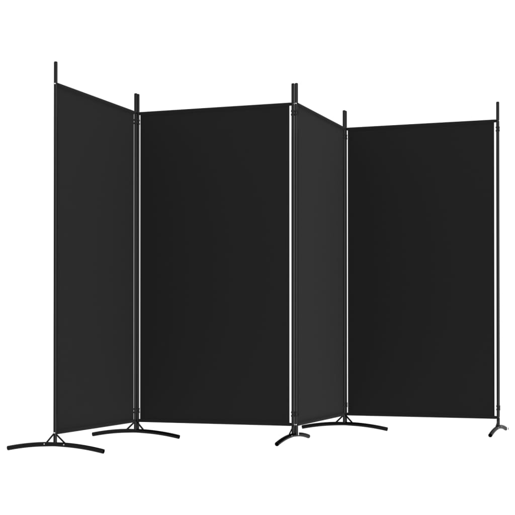 4 Panel Room Divider Black 346X180 Cm Fabric Screens & Room Dividers