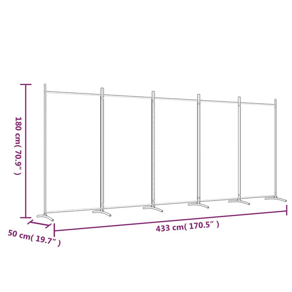 Vidaxl 5 Panel Room Divider Anthracite 433X180 Cm Fabric Screens & Room Dividers