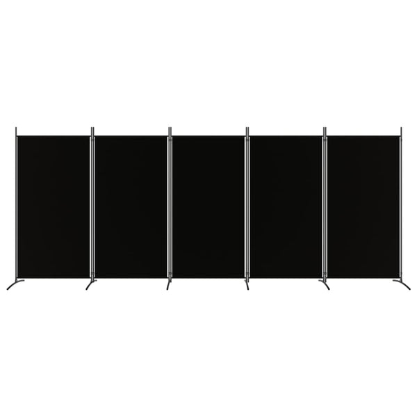 5-Panel Room Divider Black 433X180 Cm Fabric