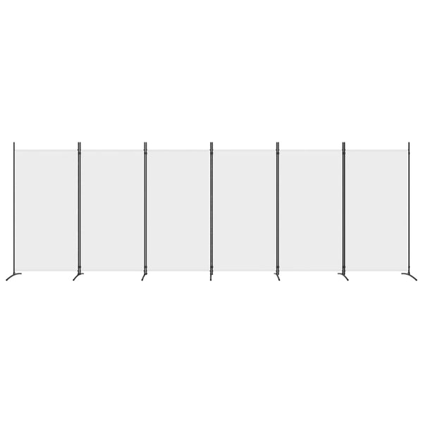 6-Panel Room Divider White 520X180 Cm Fabric