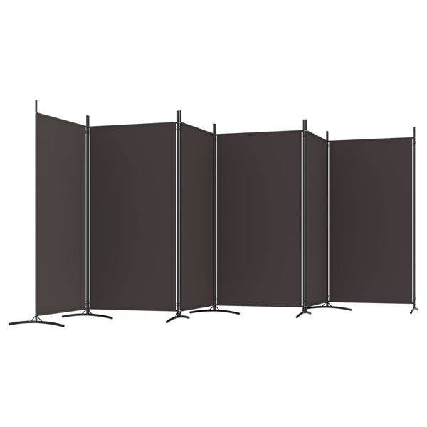 Vidaxl 6 Panel Room Divider Brown 520X180 Cm Fabric Screens & Room Dividers