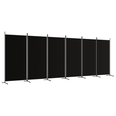 6 Panel Room Divider Black 520X180 Cm Fabric Screens & Room Dividers