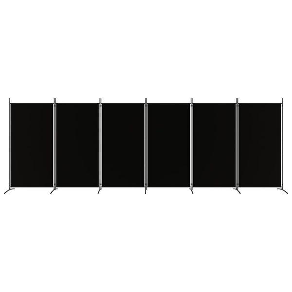 6 Panel Room Divider Black 520X180 Cm Fabric Screens & Room Dividers