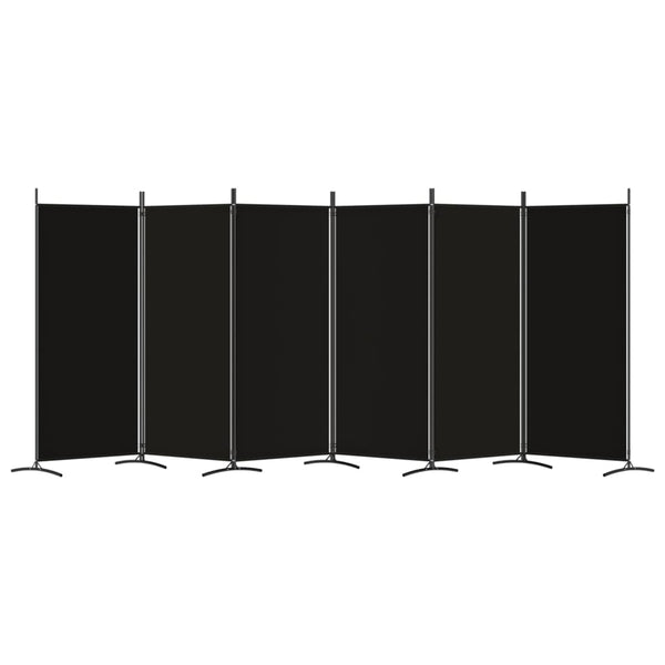 6 Panel Room Divider Black 520X180 Cm Fabric Screens & Room Dividers