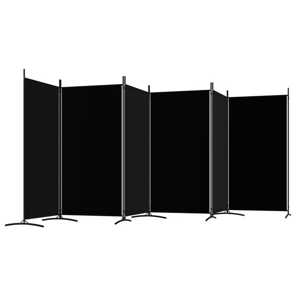 6 Panel Room Divider Black 520X180 Cm Fabric Screens & Room Dividers