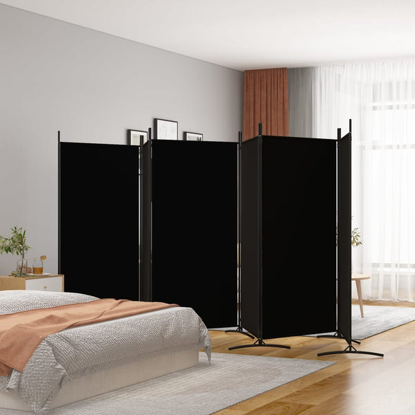 6 Panel Room Divider Black 520X180 Cm Fabric Screens & Room Dividers