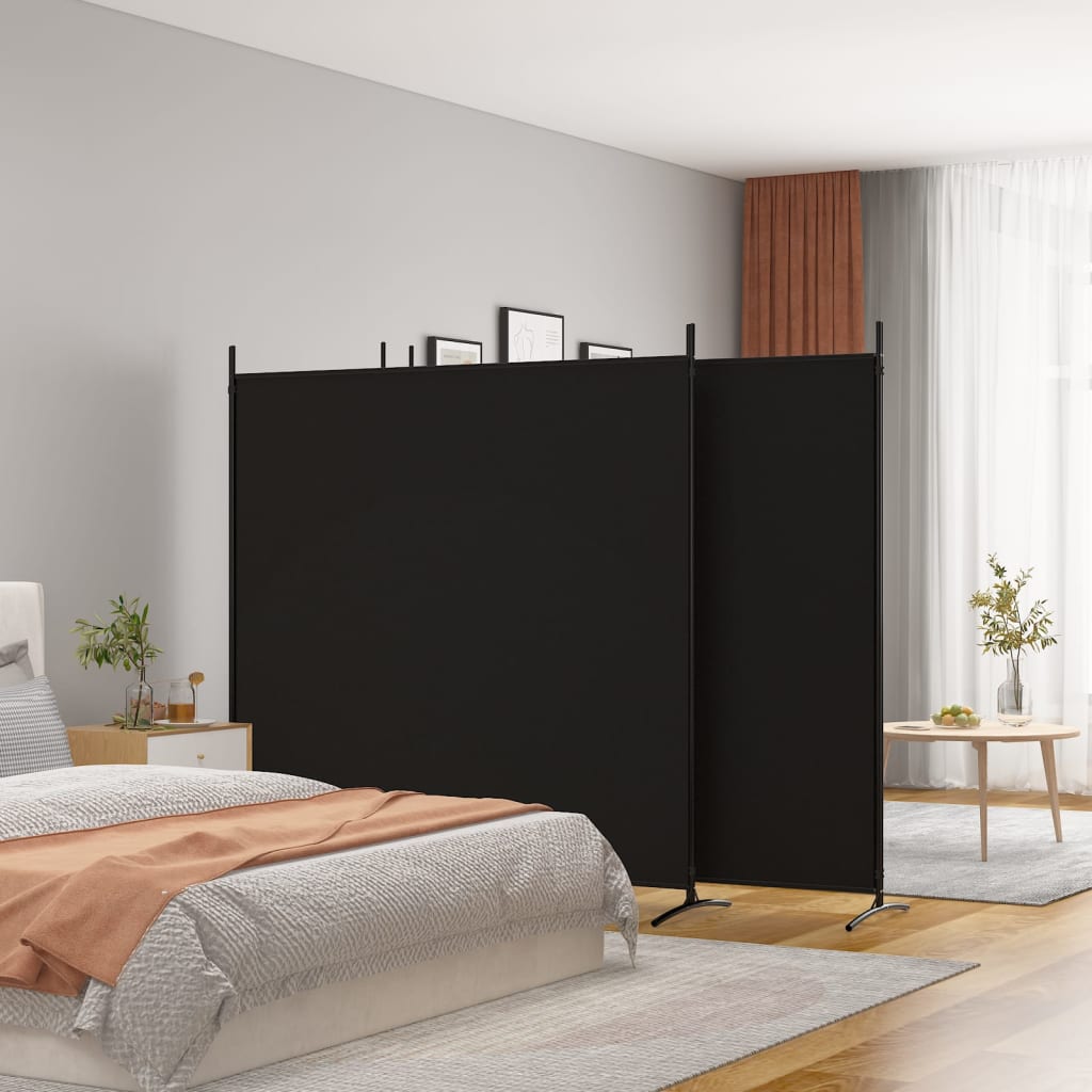 Vidaxl 4 Panel Room Divider Black 698X180 Cm Fabric Screens & Room Dividers