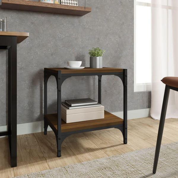 Tv Cabinet Brown Oak 40X33x41 Cm Engineered Wood And Steel Tv Stands & Entertainment Units