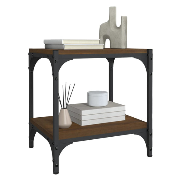 Tv Cabinet Brown Oak 40X33x41 Cm Engineered Wood And Steel Tv Stands & Entertainment Units