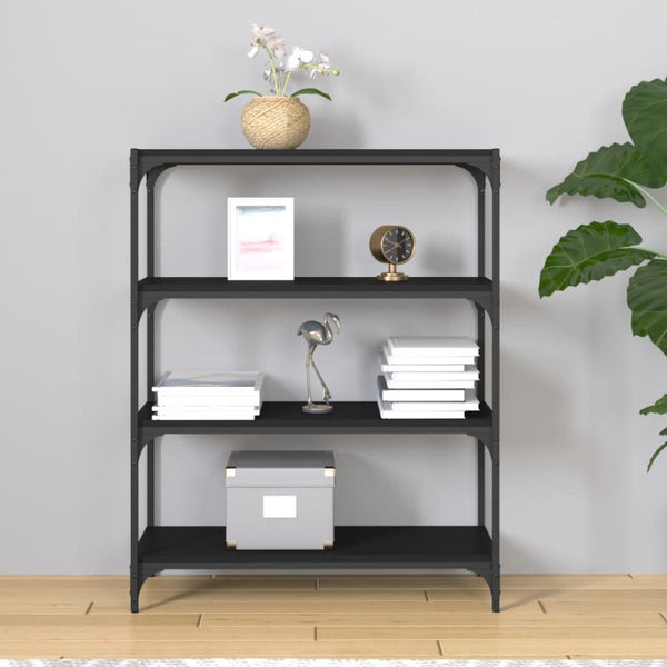 Book Cabinet Black 80X33x100 Cm Engineered Wood And Steel