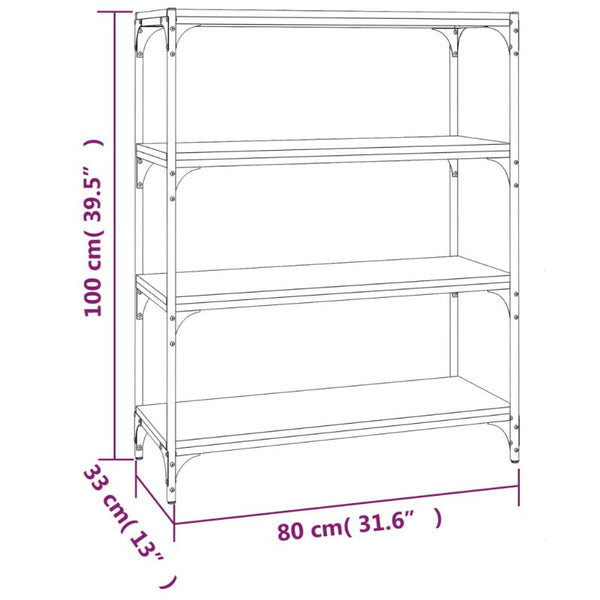 Book Cabinet Black 80X33x100 Cm Engineered Wood And Steel